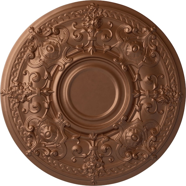 Ekena Millwork Oslo Ceiling Medallion (Fits Canopies up to 10 1/2"), 28 1/8"OD x 1 3/4"P, Polished Copper CM28OSPOS - main